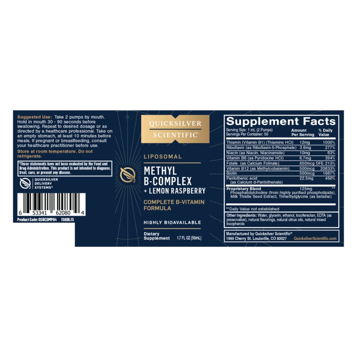 B-Complex Liposomal – 1.7 fl oz – Quicksilver Scientific