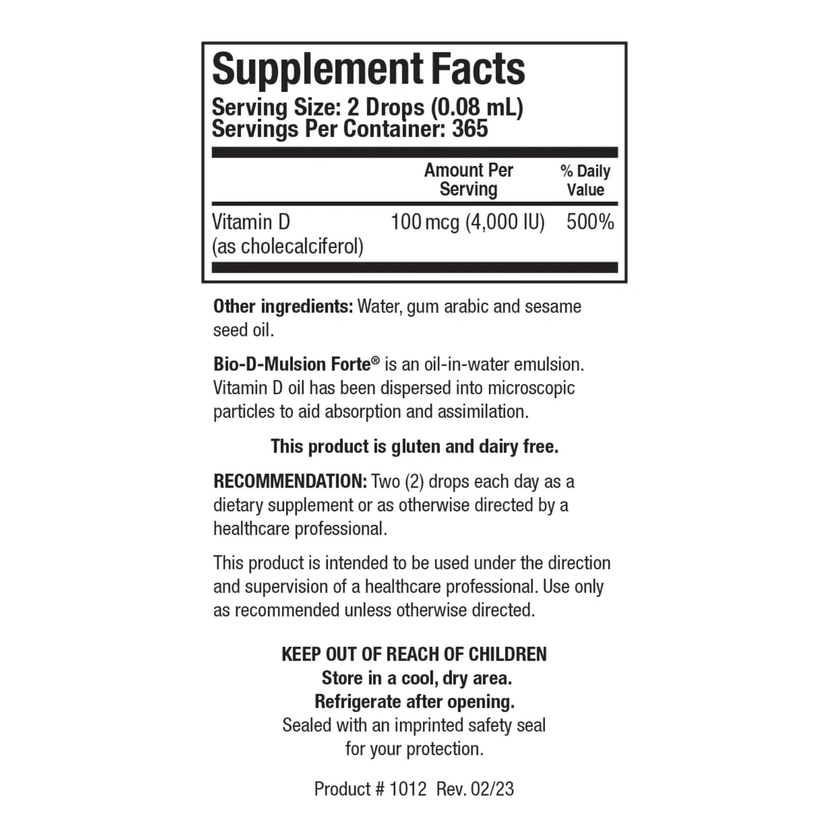 Bio-D-Mulsion Forte – 1 fl oz – Biotics Research