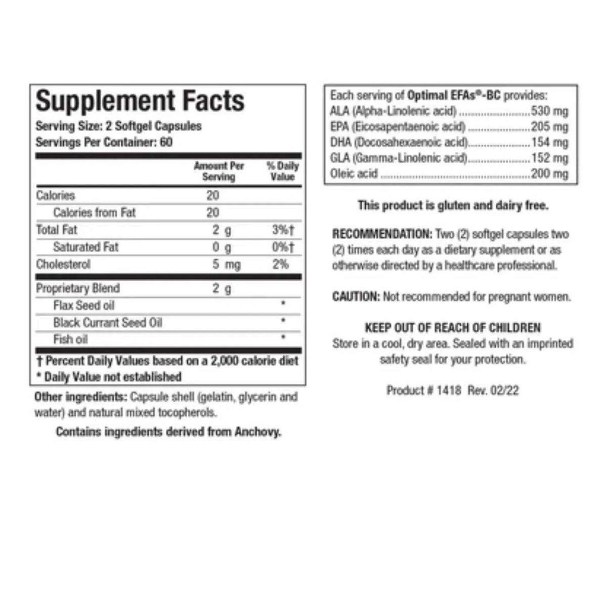 Optimal EFAs BC – 120 Softgels – Biotics Research