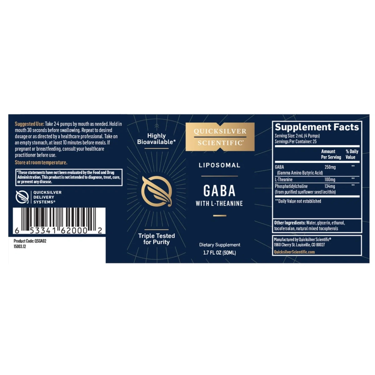 GABA Liposomal – 1.7 fl oz – Quicksilver Scientific